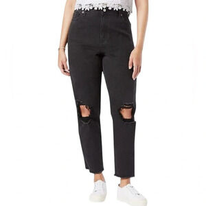 Signature by Levi Strauss Women's 90's Mom Jean Black Torn Distressed Size 4 W27